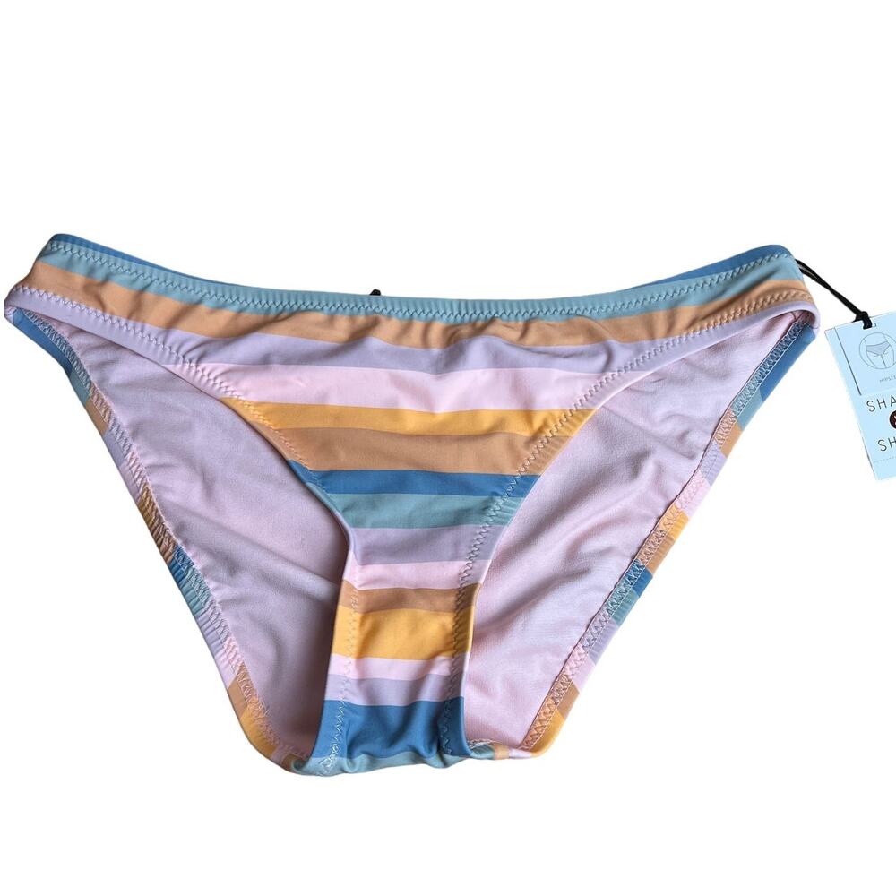 Shade & Shore Women's Multi-Color Stripe Hipster Bikini Bottom - Small - NWT